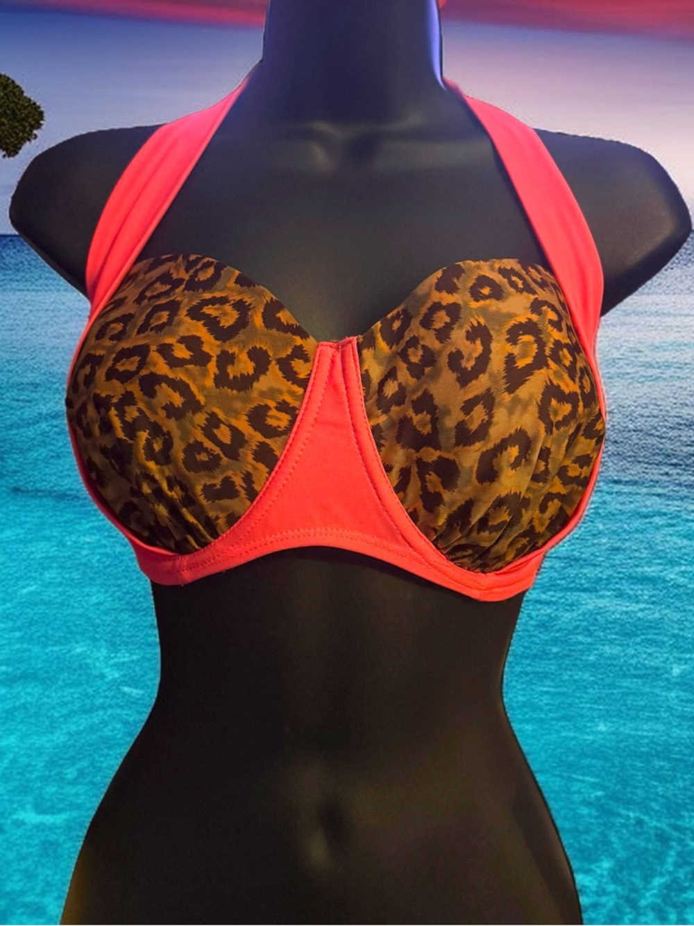 Joe Boxer leopard print strapless bikini top